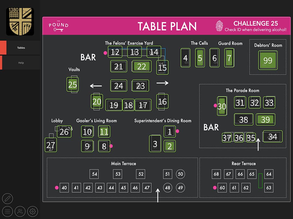 tablet showing table layout