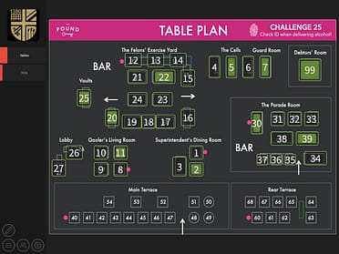 tablet showing table layout